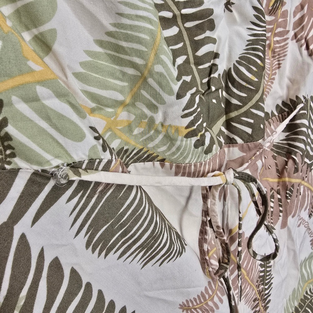 Vintage Manuhealii Dress Womens XL Green Tan Fern Rayon Short Sleeve Hawaiian - Picture 5 of 16